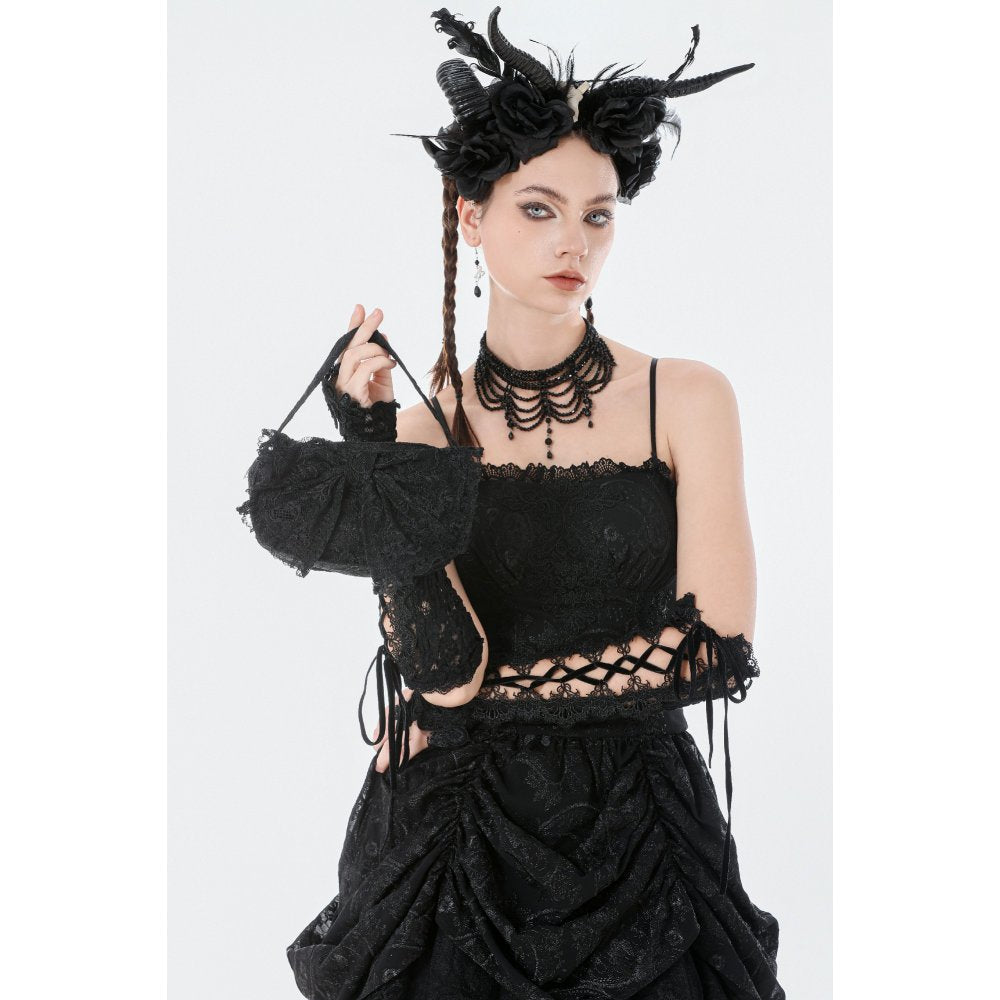 Dark In Love Victoria Black Lace Bow Mini Handbag - DevilGothic DevilGothic