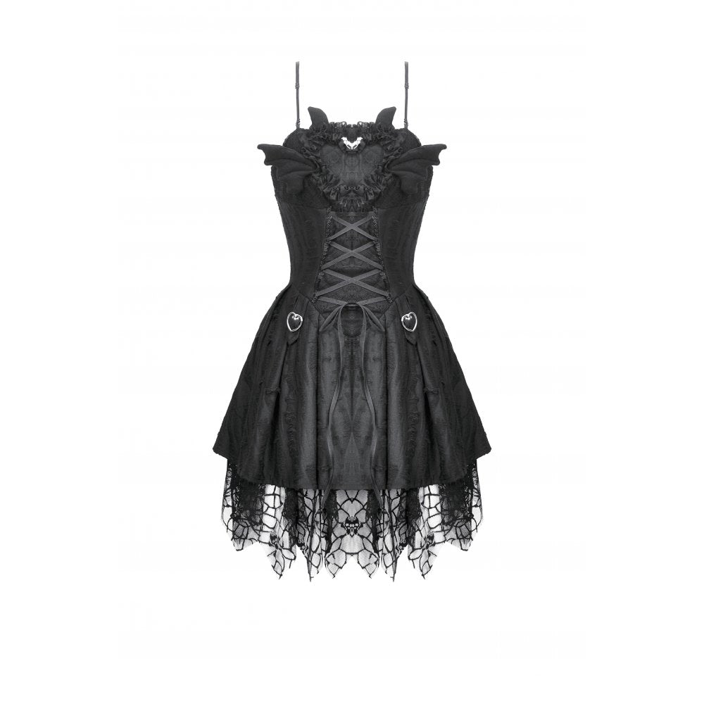 Dark in Love Mortalis Lace-Up Goth Dress in Black - DevilGothic DevilGothic