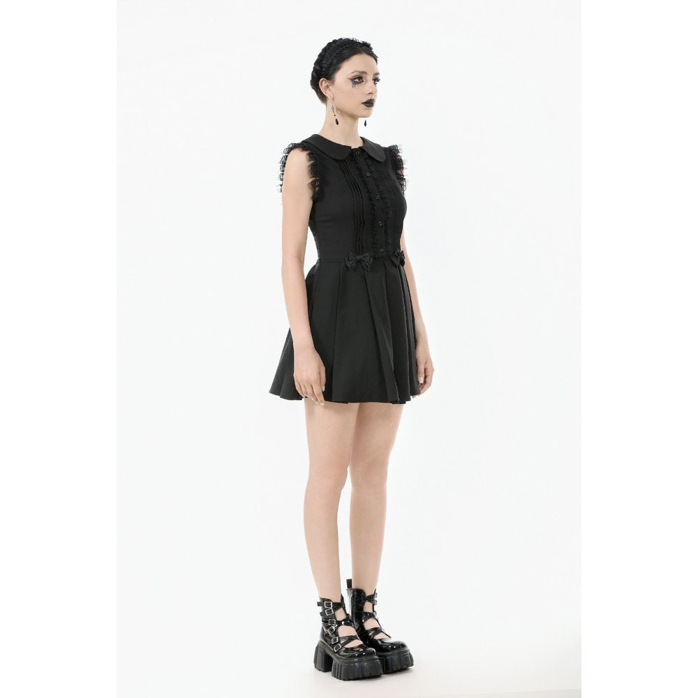 Dark In Love Gwendolyn Lace Panel Goth Mini Dress in Black - DevilGothic DevilGothic