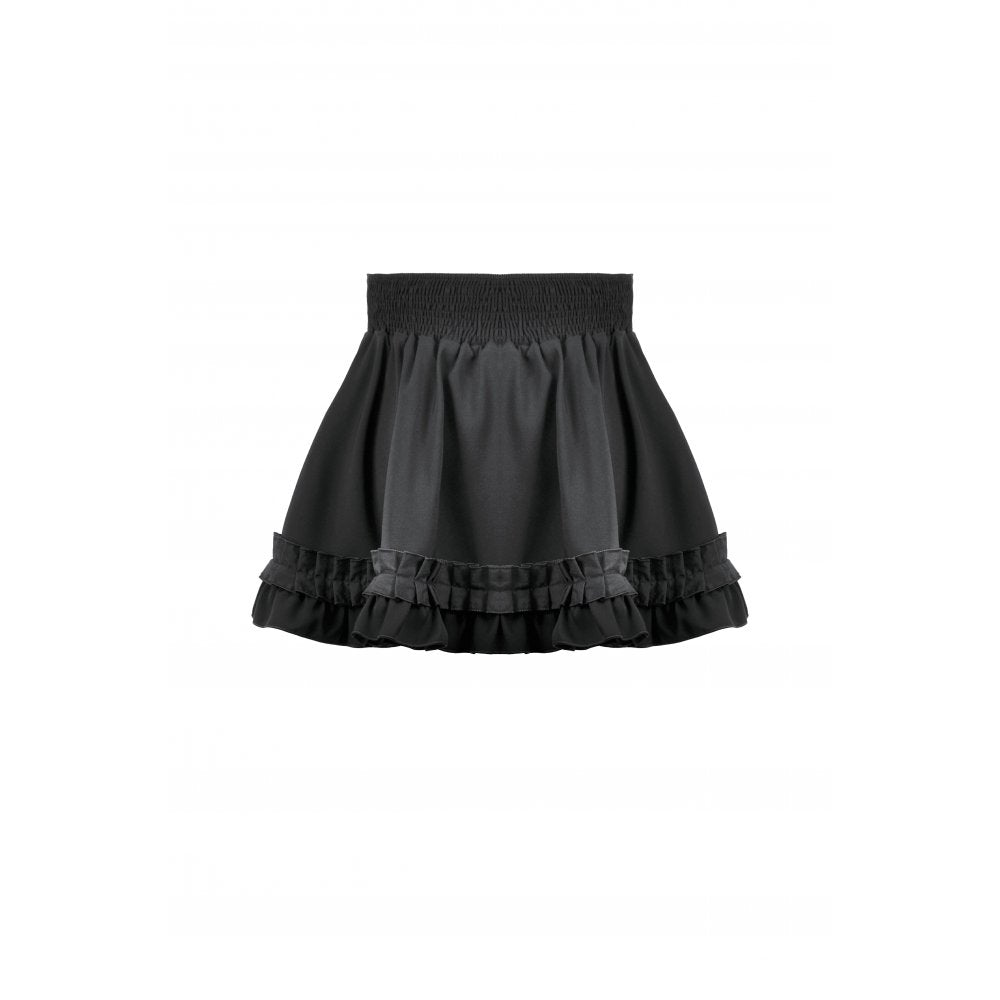 Dark in Love Lolita-Inspired Ruffled Mini Skirt in Black - DevilGothic DevilGothic