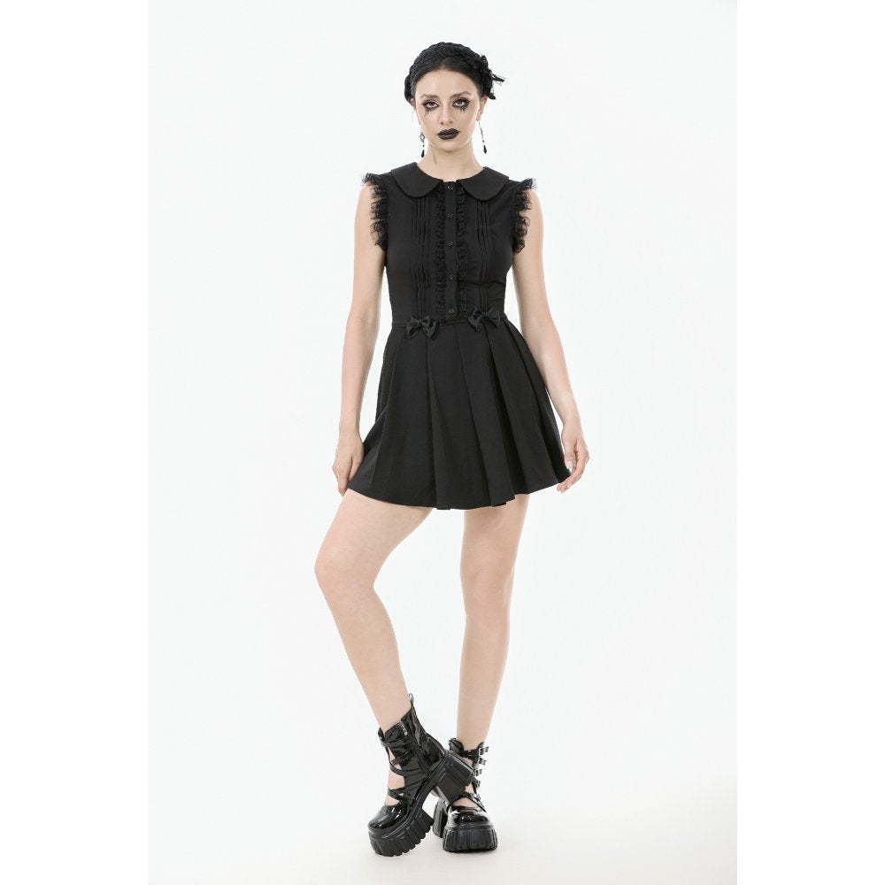 Dark In Love Gwendolyn Lace Panel Goth Mini Dress in Black - DevilGothic DevilGothic