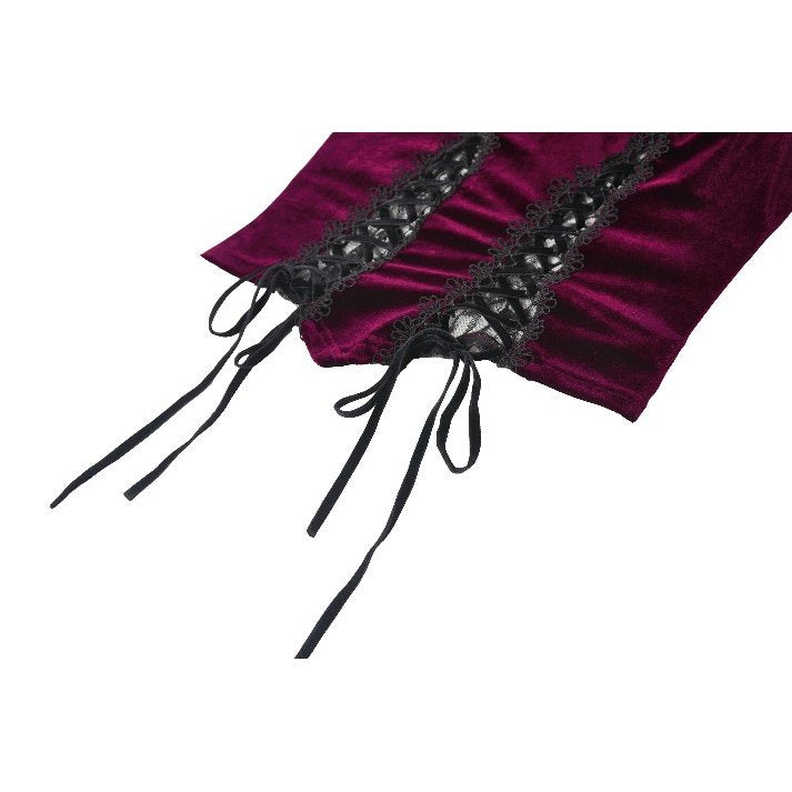 Dark in Love Serilda Velvet Lace Corset Top in Wine Red - DevilGothic DevilGothic