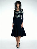 1970's Original Vintage Very Rare Ossie Clark / Quorum Black & Metallic Green Dress UK 8 - 10