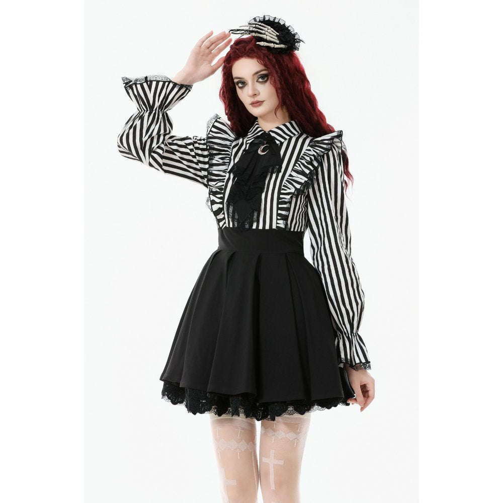 Dark in Love Striped Ruffle Gothic Lolita Dress - DevilGothic DevilGothic