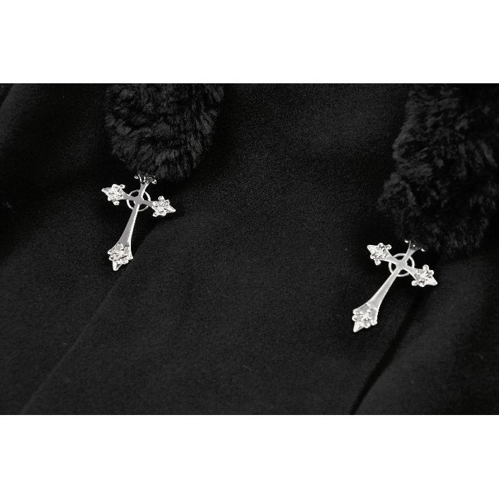 Dark in Love Cat-Ear Faux Fur Trim Gothic Coat - DevilGothic DevilGothic