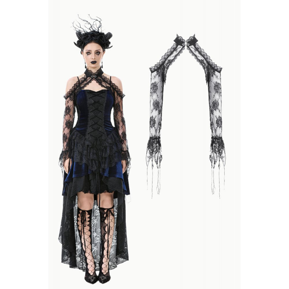 Dark in Love Thalassa Floral Lace Draped Arm Sleeves - DevilGothic DevilGothic