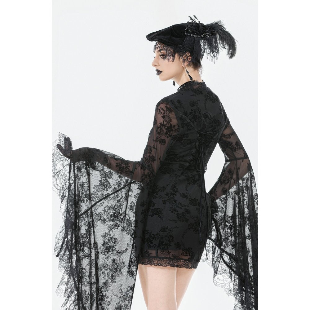 Dark In Love Minerva Bell Sleeve Lace Dress - DevilGothic DevilGothic