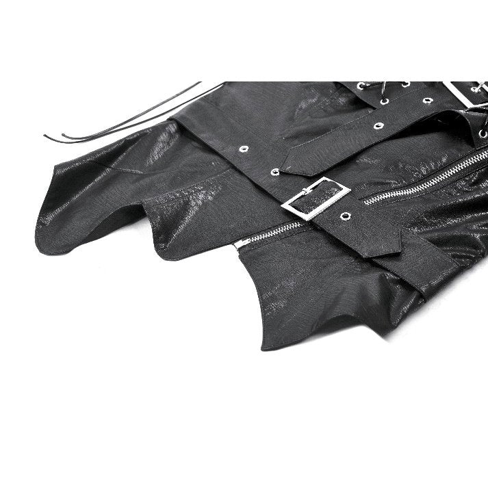 Dark in Love Vespera One-Shoulder Spiked Faux Leather Corset Top - DevilGothic DevilGothic