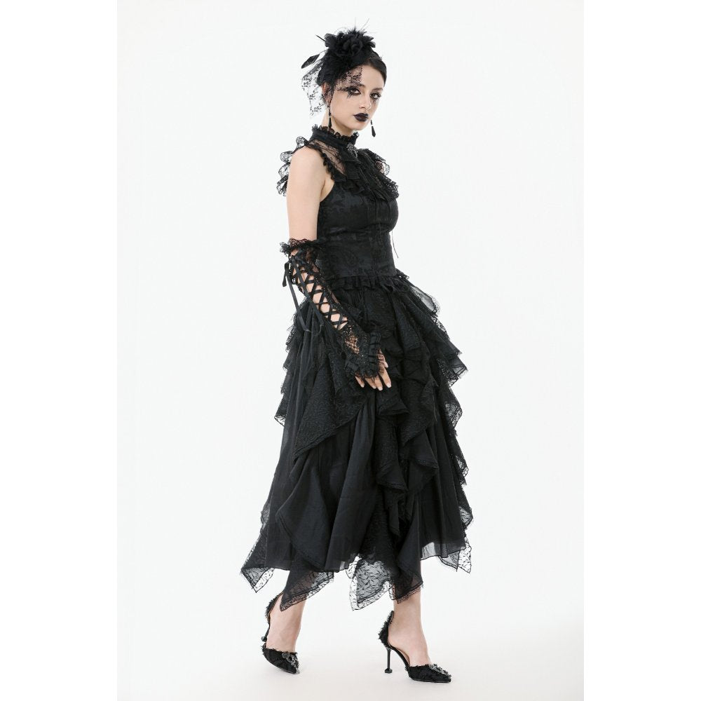 Dark in Love Seraphina Ruched Lace Goth Blouse in Black - DevilGothic DevilGothic