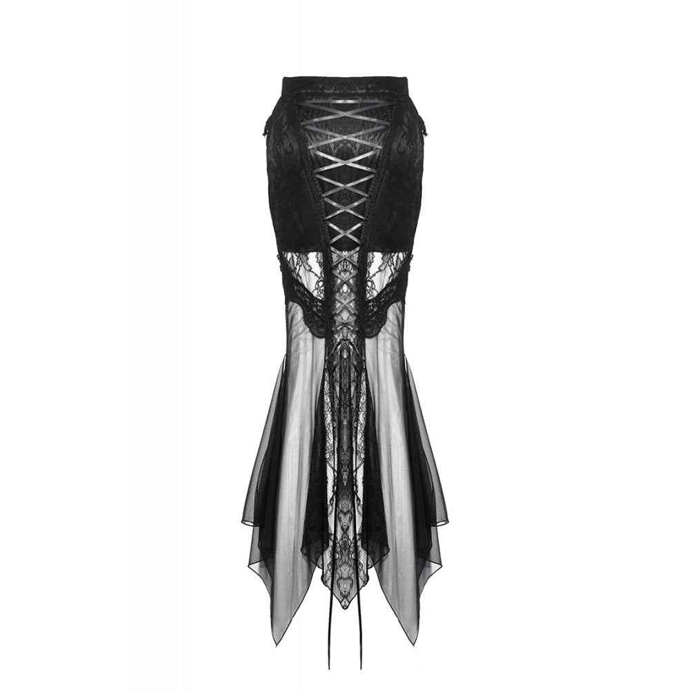 Dark in Love Nevaeh Gothic Lace and Mesh Mermaid Skirt