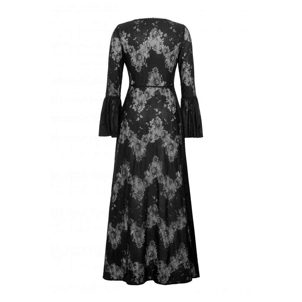 Dark in Love Emersyn Elegant Gothic Lace-Trimmed Long Robe
