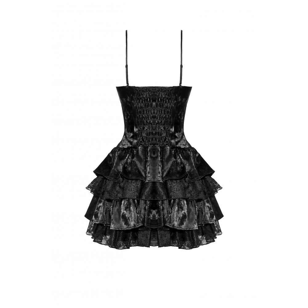 Dark in Love Harriet Punk Shiny PU Leather Layered Dress