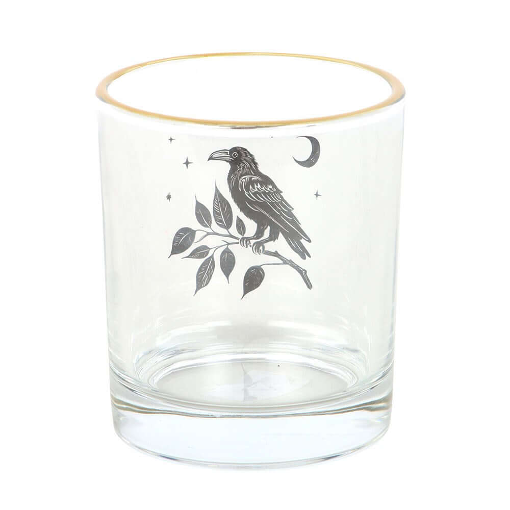 Gothic Gifts Perched Raven Drinking Glass - DevilGothic DevilGothic