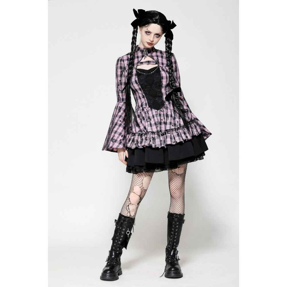 Dark in Love Ellery Big Pink Butterfly Doll Bell-Sleeve Dress