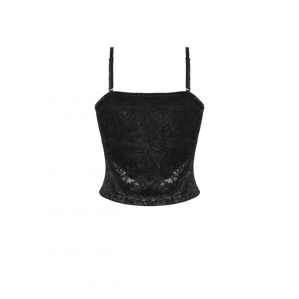 Dark in Love Freya Dark Embossed Velvet Camisole - DevilGothic DevilGothic