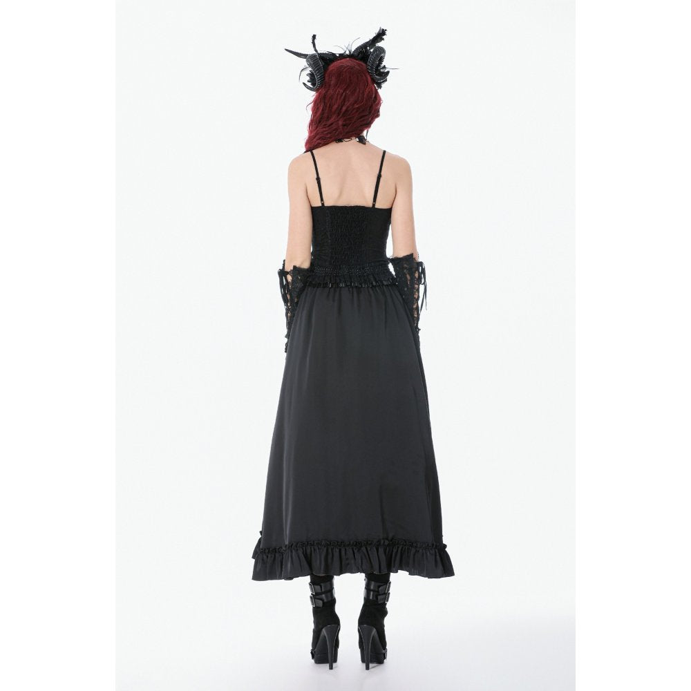 Dark in Love Gothic Victorian Lace Panel Skirt (Crimson) - DevilGothic DevilGothic