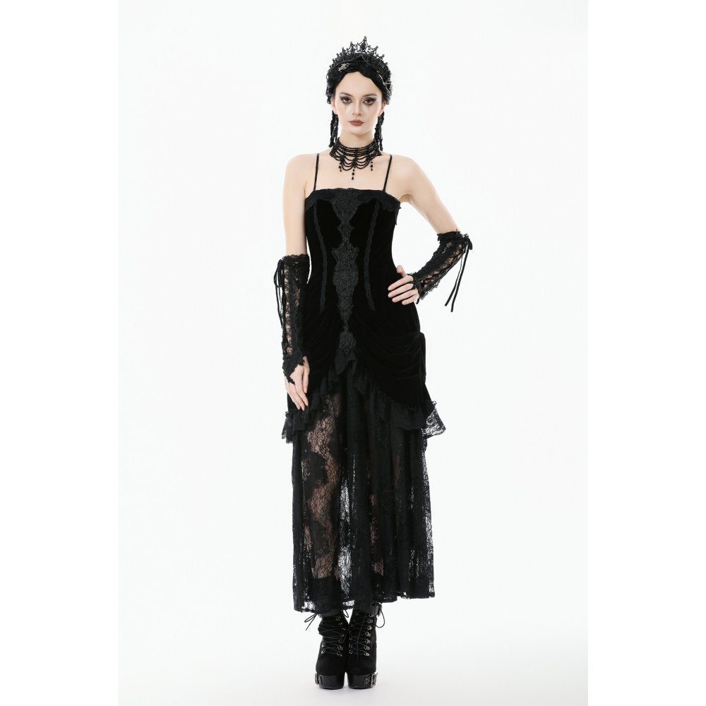 Dark in Love Vampiress Royal Velvet and Lace Maxi Dress - DevilGothic DevilGothic
