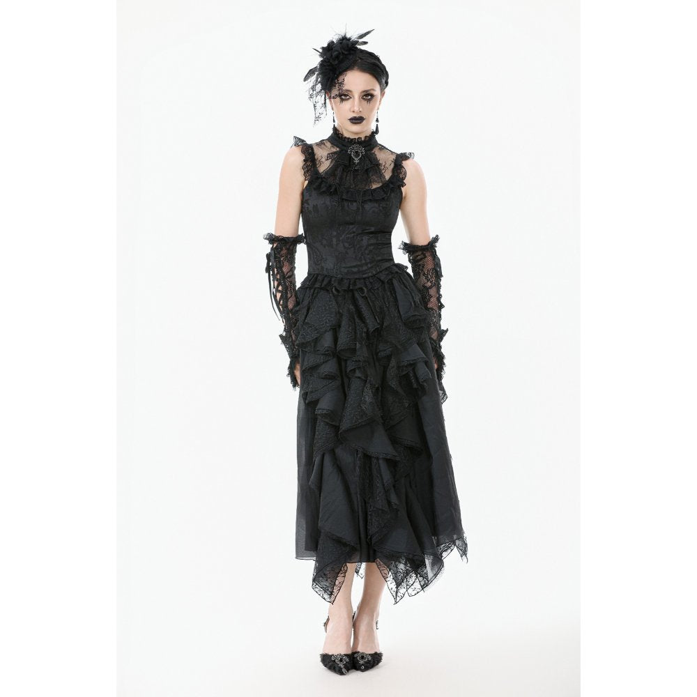 Dark in Love Seraphina Ruched Lace Goth Blouse in Black - DevilGothic DevilGothic