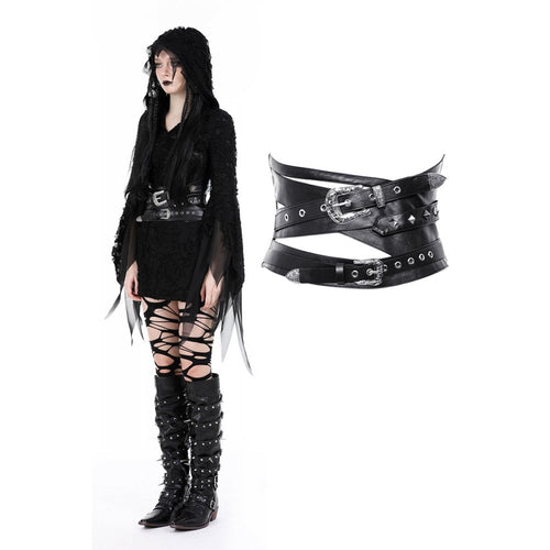 Dark in Love Elvira Faux Leather Layered Goth Waist Belt - DevilGothic DevilGothic