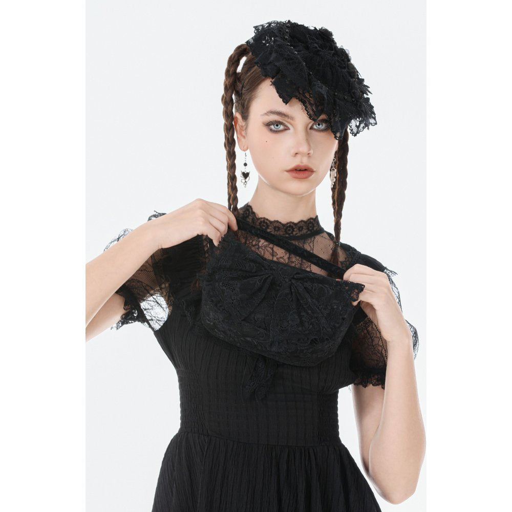 Dark In Love Victoria Black Lace Bow Mini Handbag - DevilGothic DevilGothic