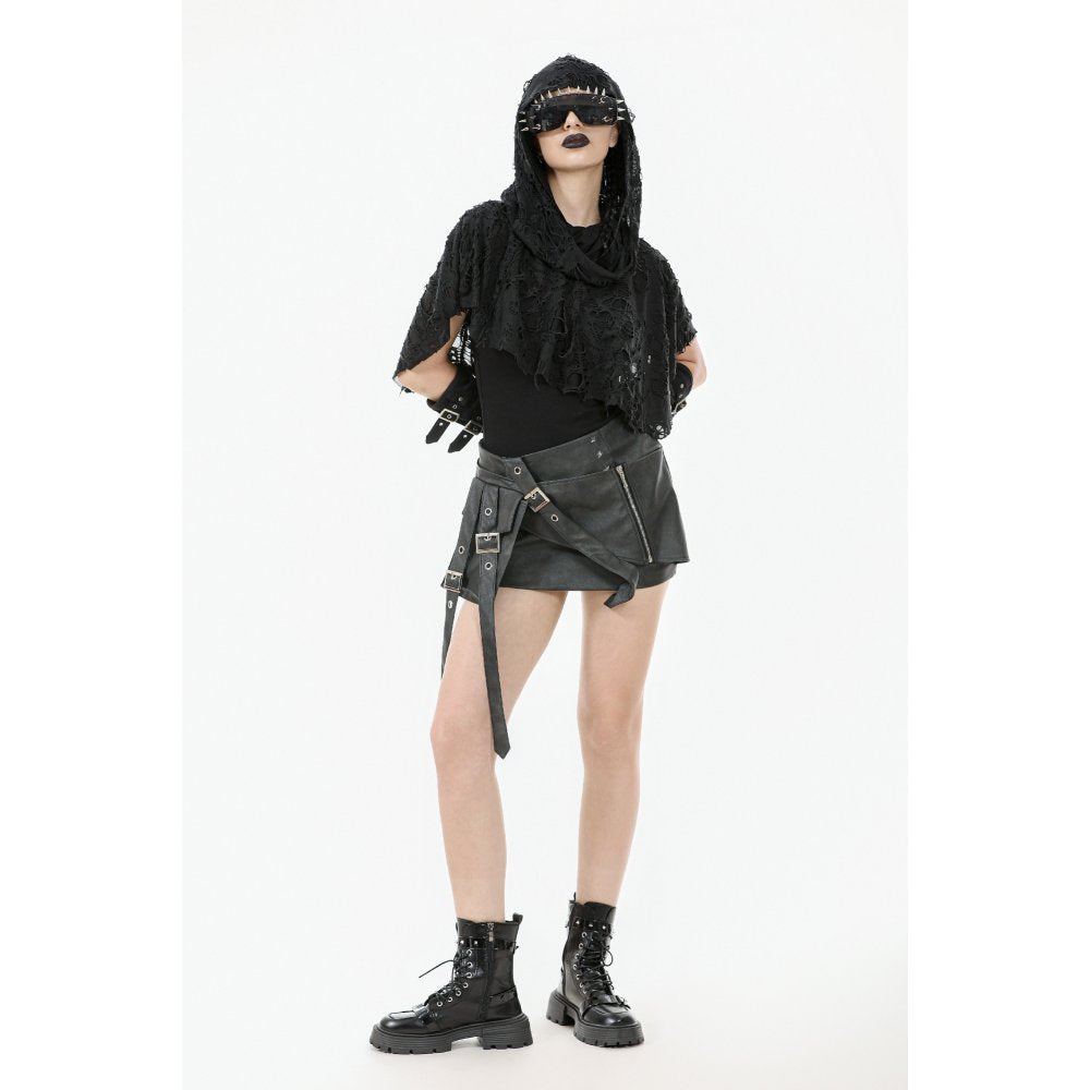 Dark in Love Nyx Distressed Shredded Hooded Poncho - DevilGothic DevilGothic