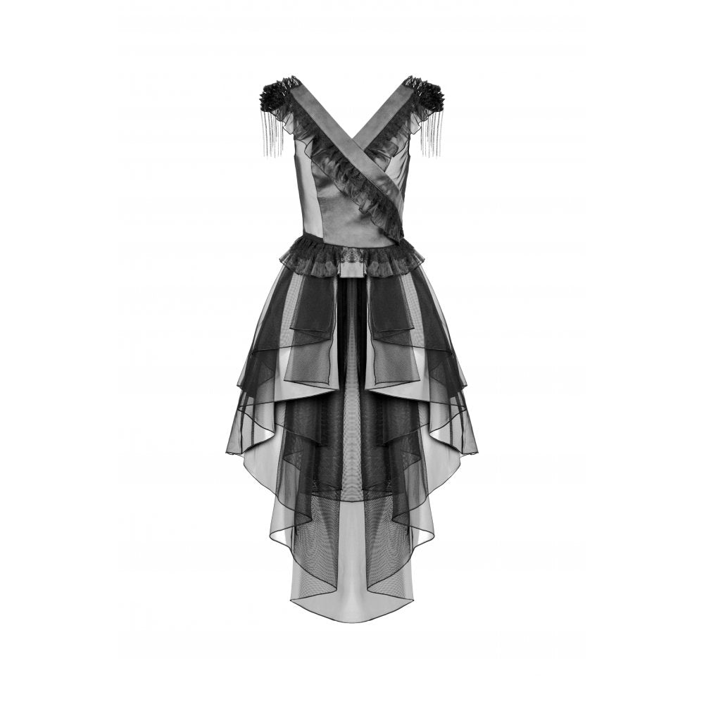 Dark in Love Seraphina Tiered Mesh & Ruffle Goth Layer Dress - DevilGothic DevilGothic