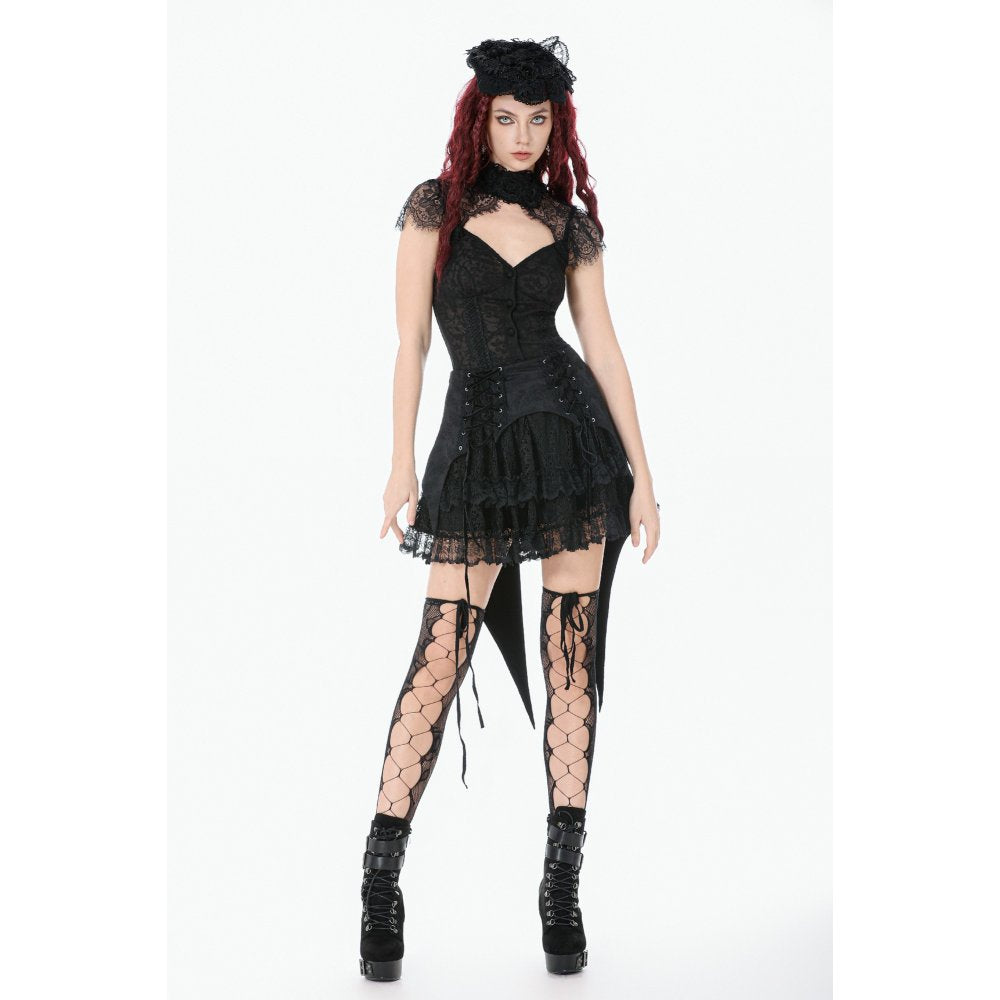 Dark in Love Thornspell Gothic Layered Lace Overskirt - DevilGothic DevilGothic