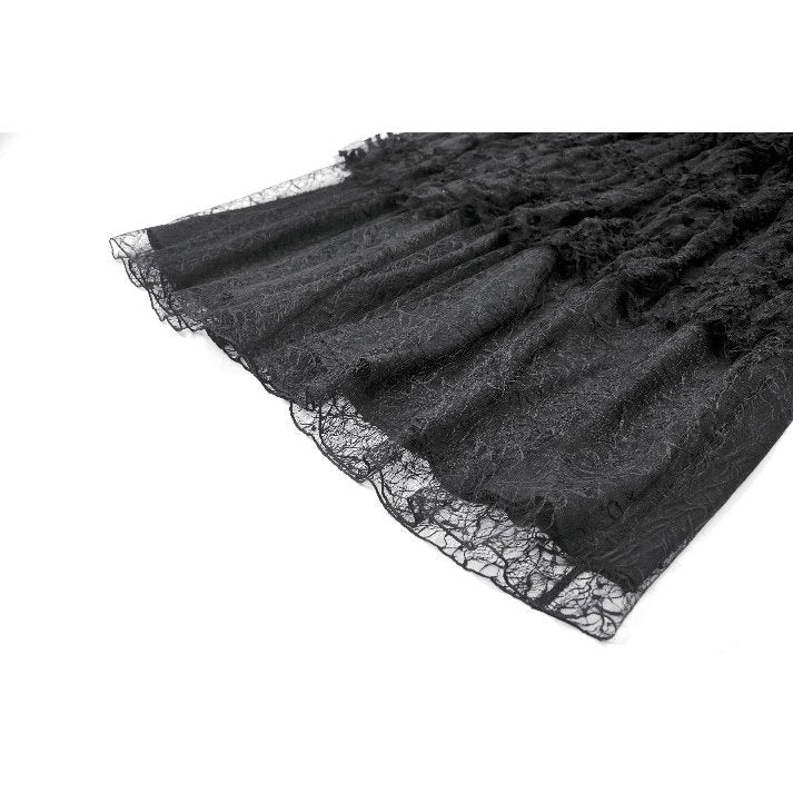 Dark in Love Morticia Gothic Velvet & Lace Skirt in Black - DevilGothic DevilGothic