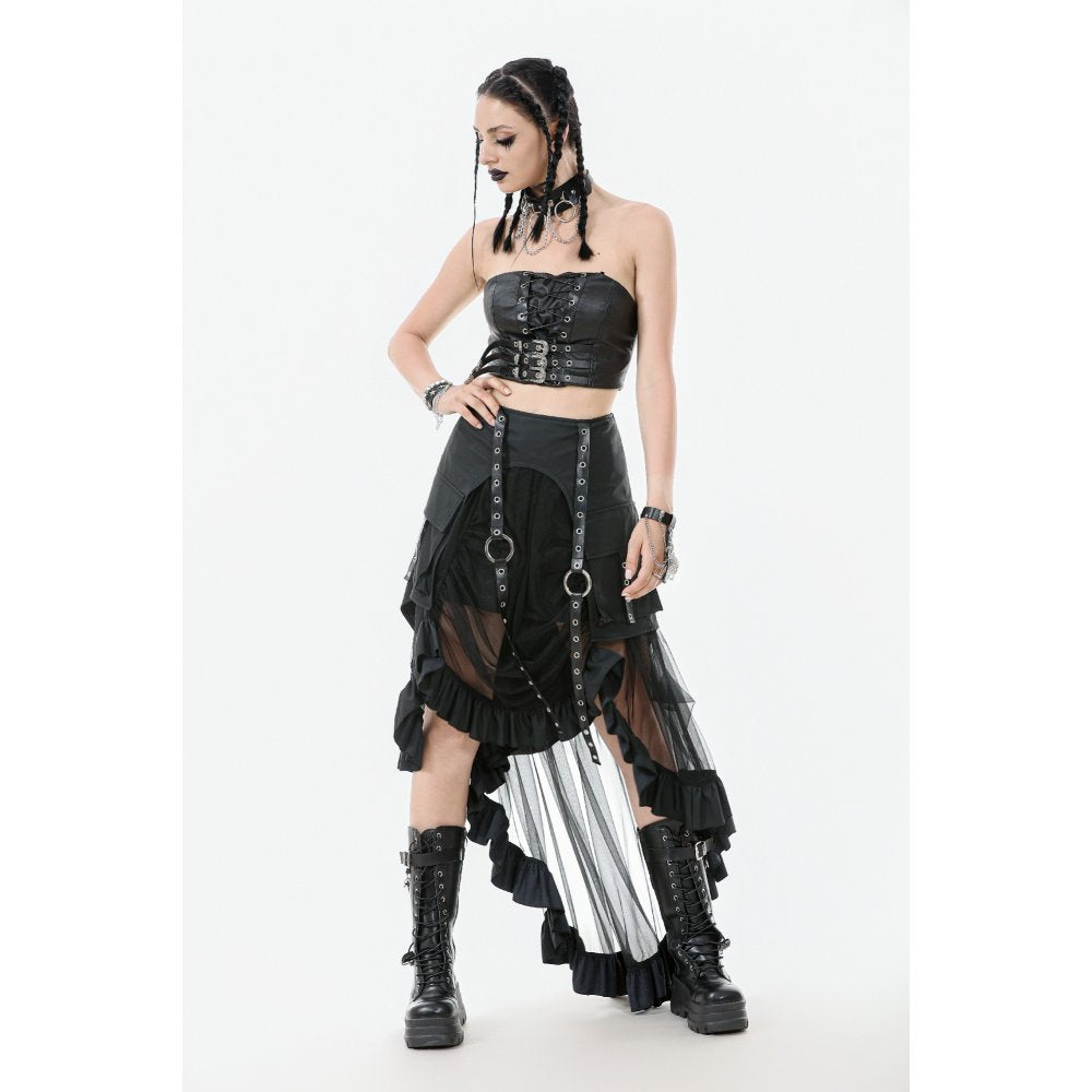 Dark in Love Ravena Buckled Faux Leather Corset Top - DevilGothic DevilGothic