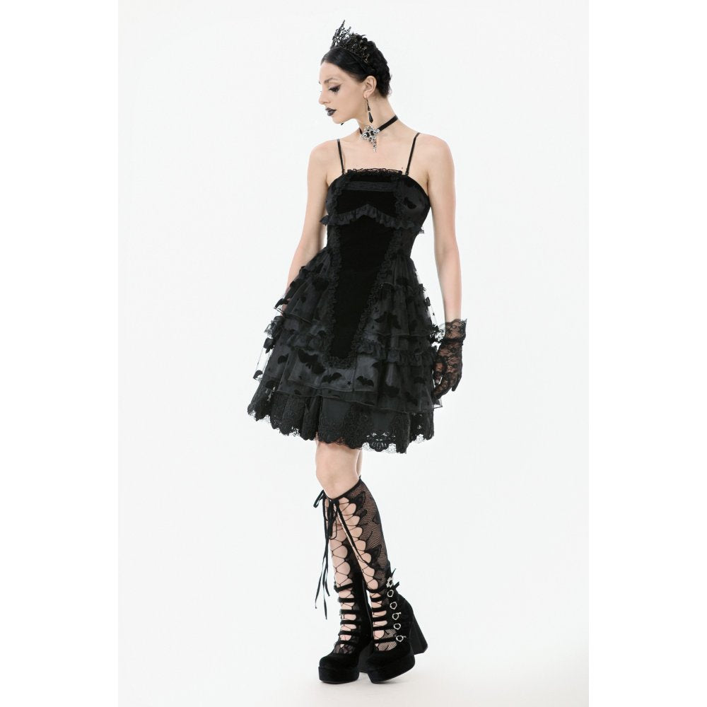 Dark in Love Morwenna Bat Mesh Layered Goth Mini Dress - DevilGothic DevilGothic