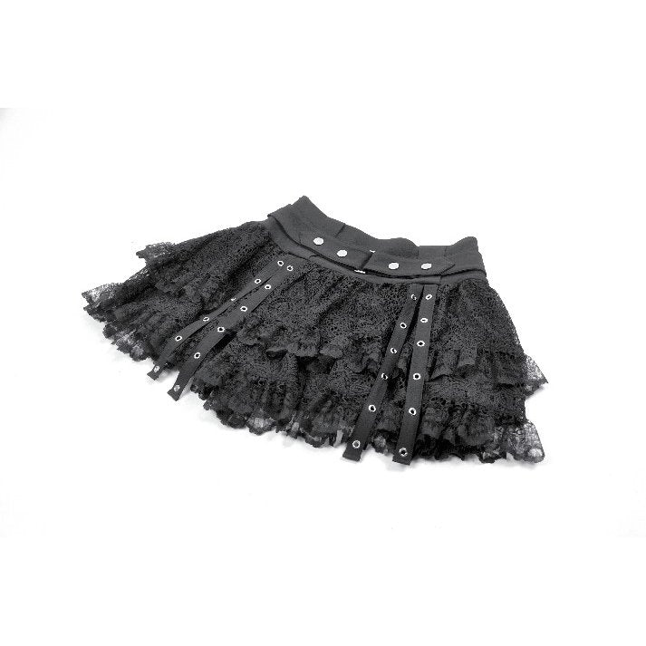 Dark in Love Astrid Lace Buckle Skirt - DevilGothic DevilGothic