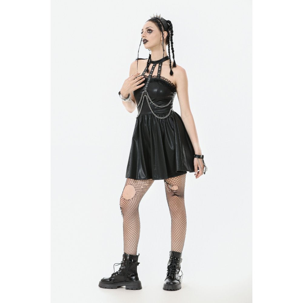 Dark in Love Valentina Red Velvet Mesh Panel Goth Dress - DevilGothic DevilGothic