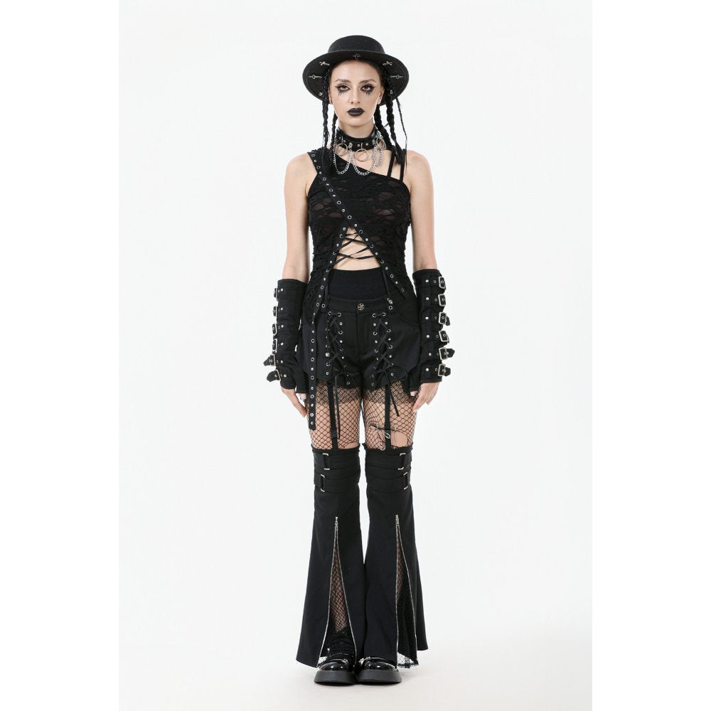 Dark in Love Morrigan One-Shoulder Lace Goth Top in Black - DevilGothic DevilGothic