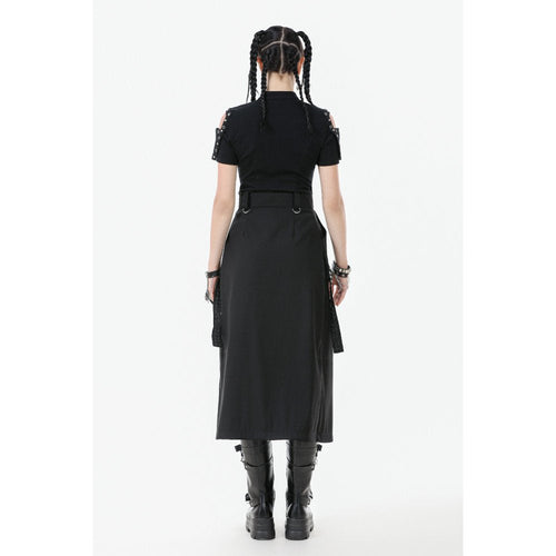 Dark in Love Chain Belt Layered Goth Skirt in Black - DevilGothic DevilGothic