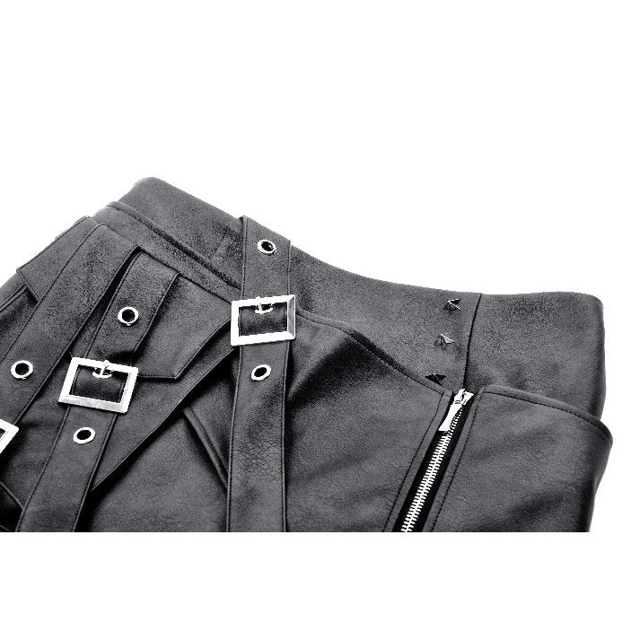 Dark in Love Chaos Reign Faux Leather Goth Mini Skirt in Black - DevilGothic DevilGothic