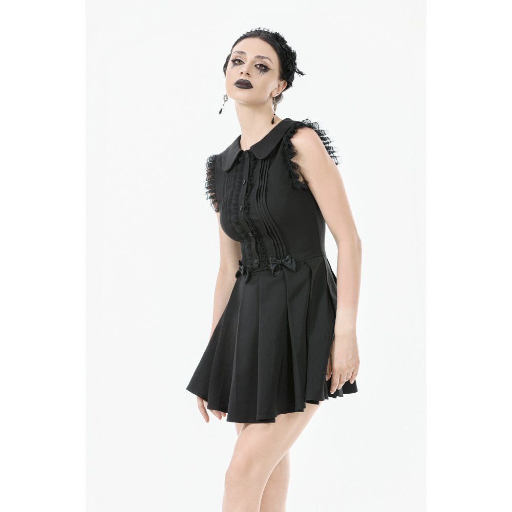 Dark In Love Gwendolyn Lace Panel Goth Mini Dress in Black - DevilGothic DevilGothic
