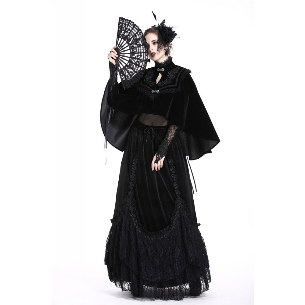 Dark in Love Gothic Elegance Black Lace Fan – Victorian-Inspired Accessory - DevilGothic DevilGothic