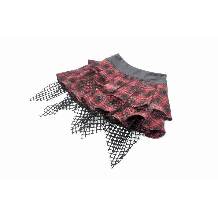 Dark in Love Linnea Plaid Mesh Layered Skirt - DevilGothic DevilGothic