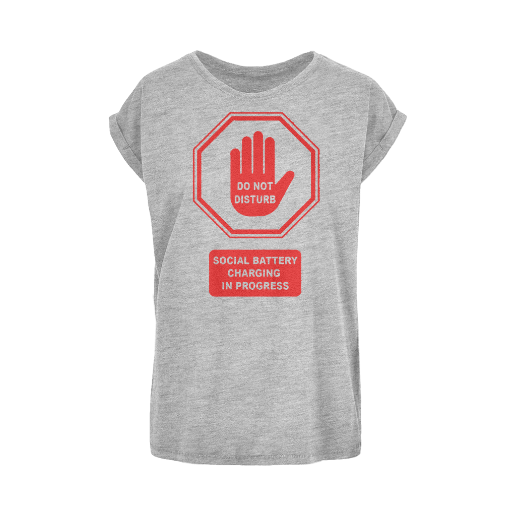 Do Not Disturb - Red Print Women's Extended Shoulder T-Shirt XS-5XL - DevilGothic DevilGothic