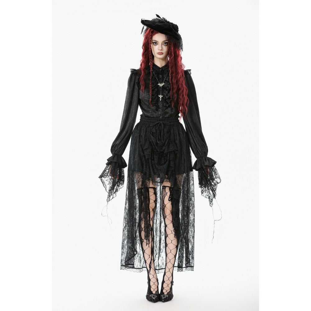 Dark in Love Sabina High-Low Sheer Lace Skirt - DevilGothic DevilGothic