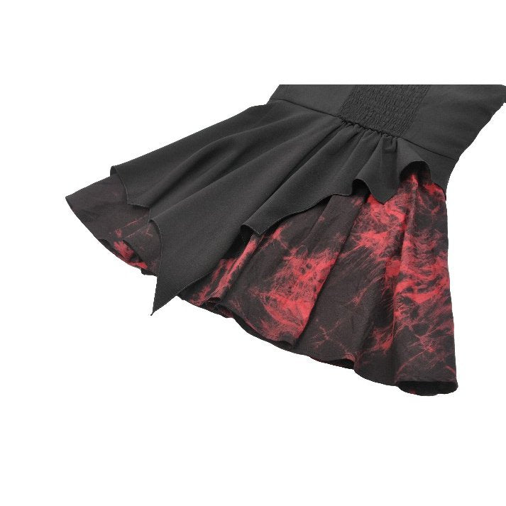 Dark in Love Nyssa Black & Red Strap Detail Goth Mini Dress - DevilGothic DevilGothic