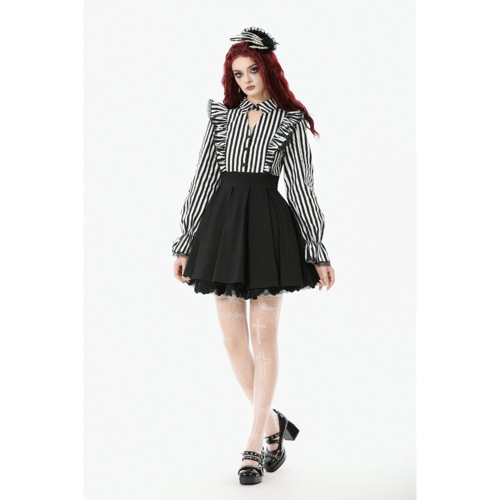 Dark in Love Striped Ruffle Gothic Lolita Dress - DevilGothic DevilGothic
