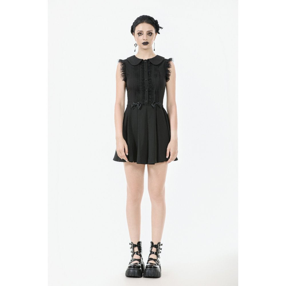 Dark In Love Gwendolyn Lace Panel Goth Mini Dress in Black - DevilGothic DevilGothic