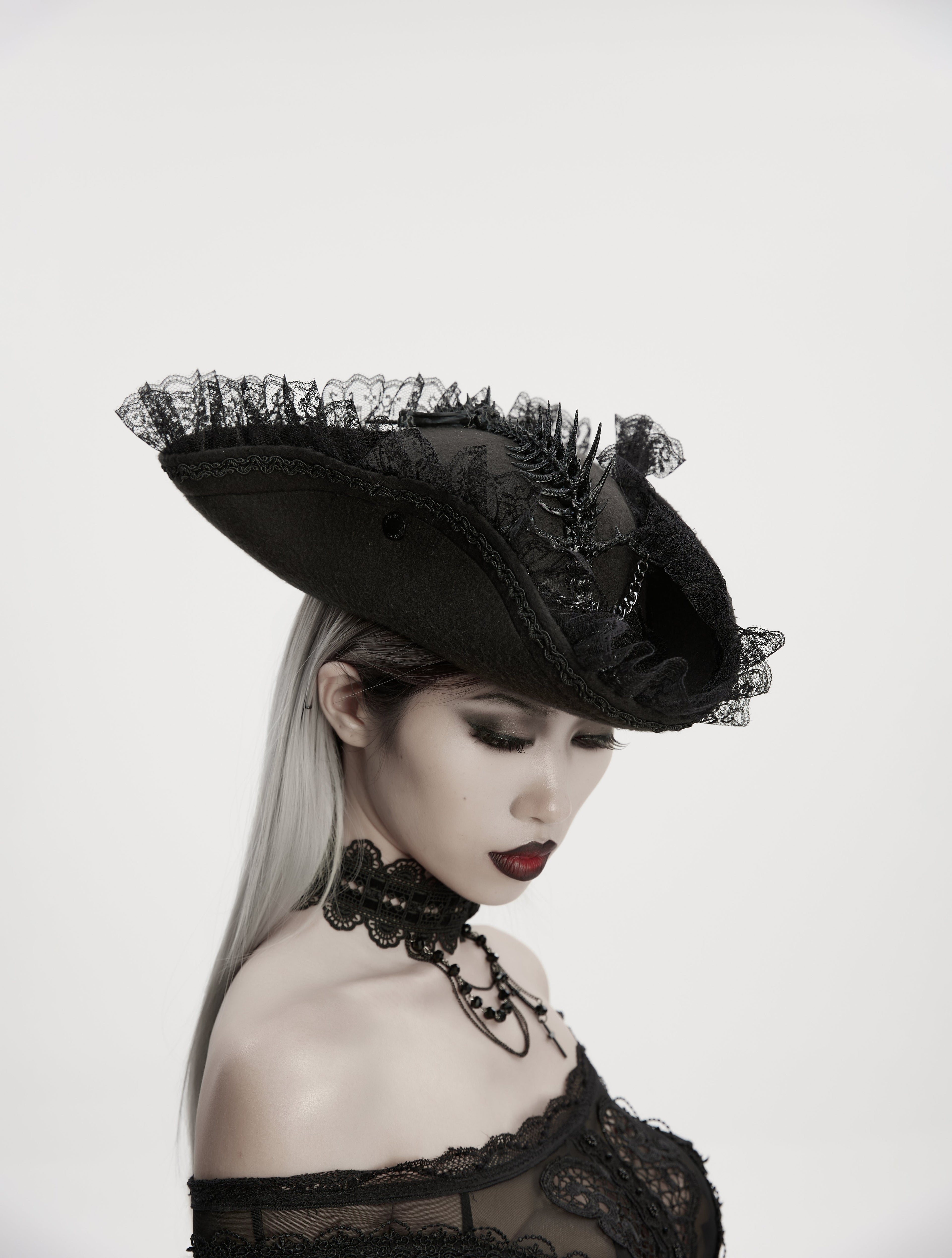 Punk Rave Goth Imprisoned Beast Bone Pirate Hat - DevilGothic DevilGothic