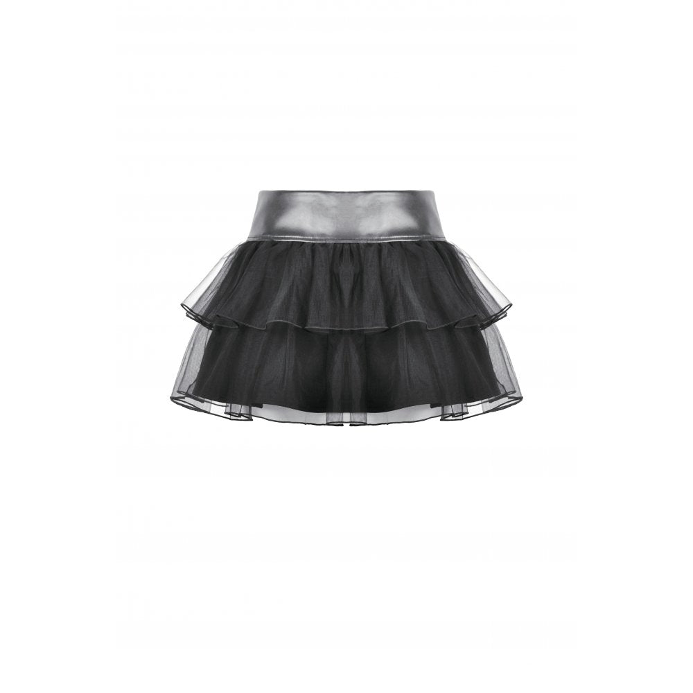 Dark in Love Bonded Tulle Layered Goth Mini Skirt in Black - DevilGothic DevilGothic