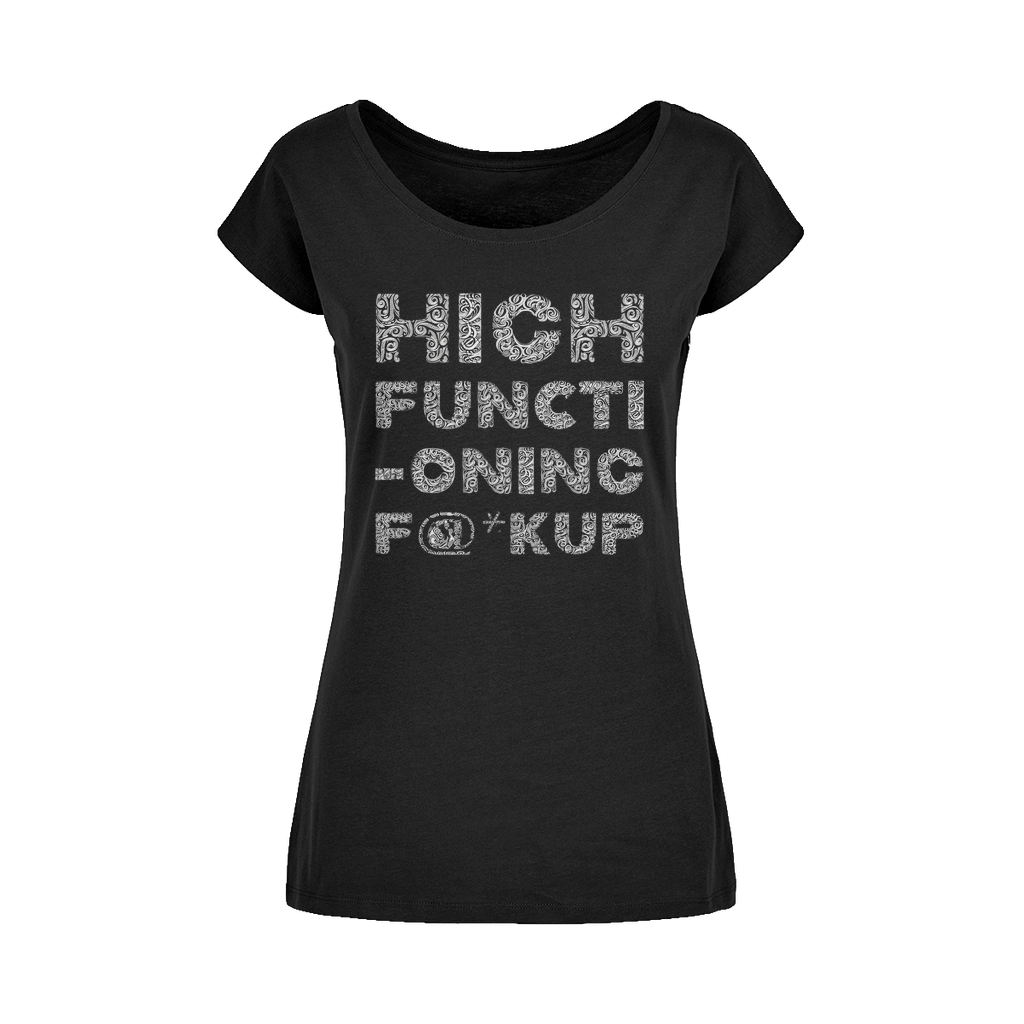 High Functioning Wide Neck Womens T-Shirt - DevilGothic DevilGothic