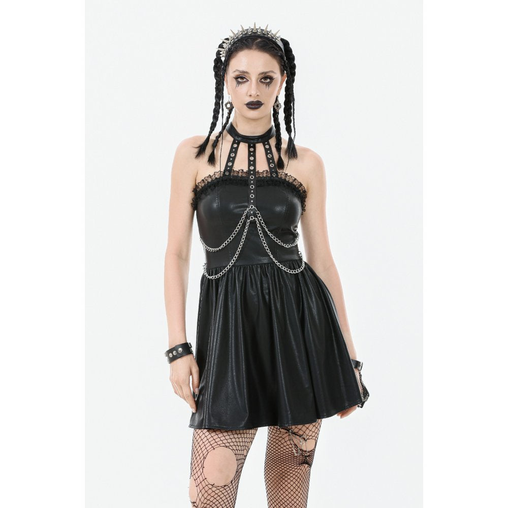 Dark in Love Valentina Red Velvet Mesh Panel Goth Dress - DevilGothic DevilGothic