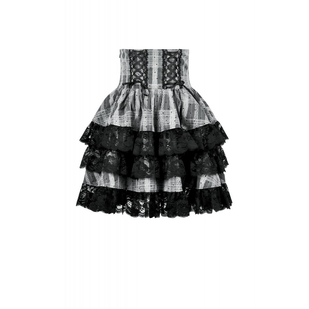 Dark in Love Hexa Layered Tartan Skirt - DevilGothic DevilGothic