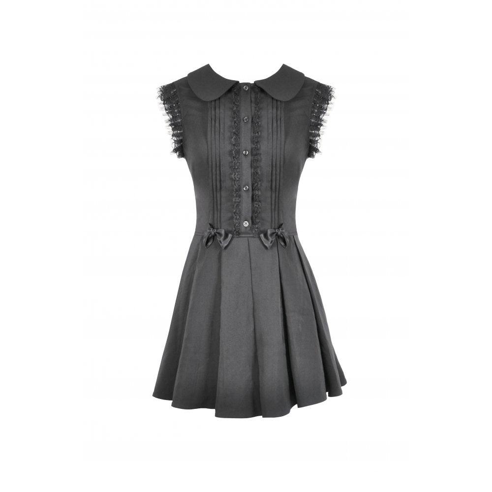 Dark In Love Gwendolyn Lace Panel Goth Mini Dress in Black - DevilGothic DevilGothic