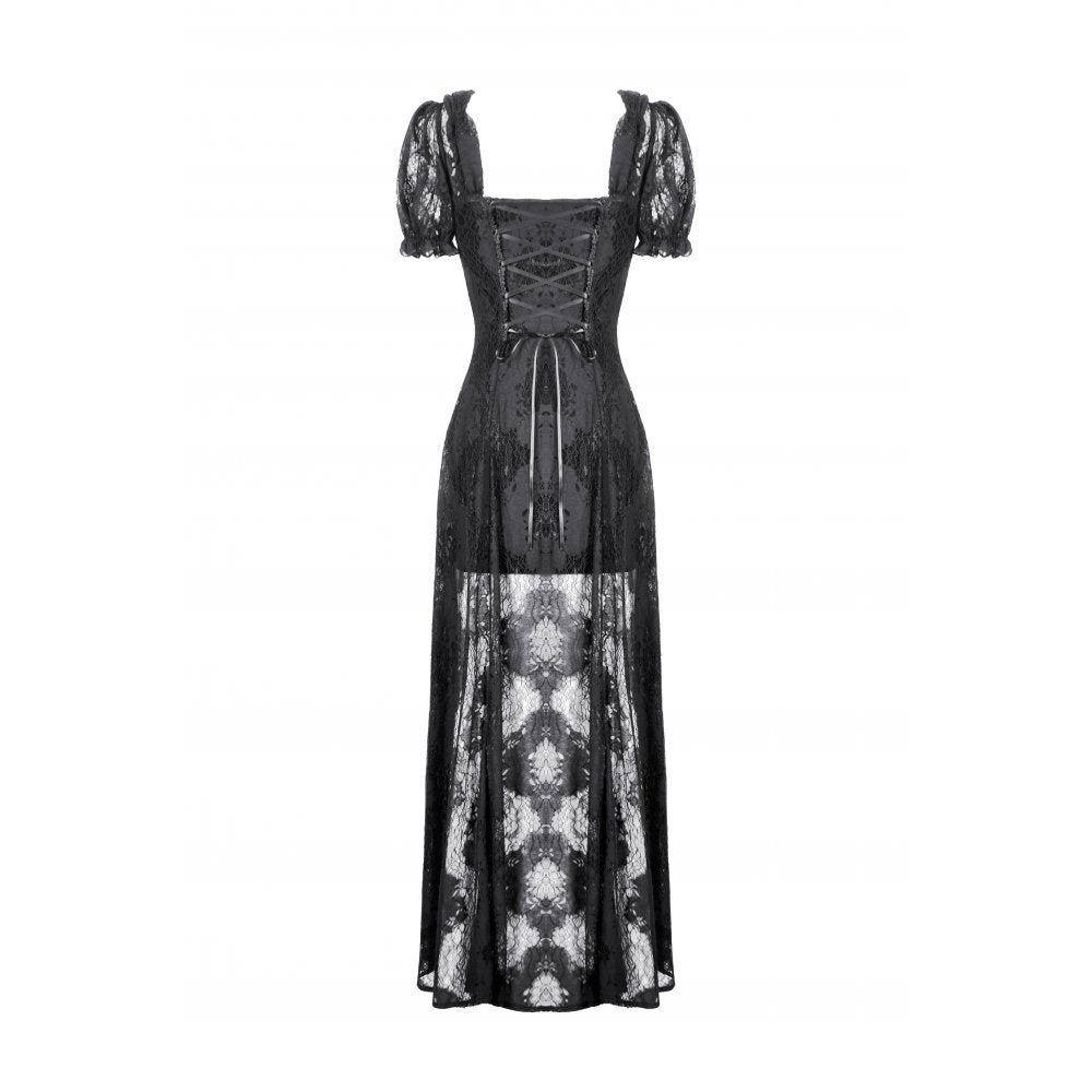 Dark in Love Morwenna Lace Gothic Maxi Dress in Black - DevilGothic DevilGothic